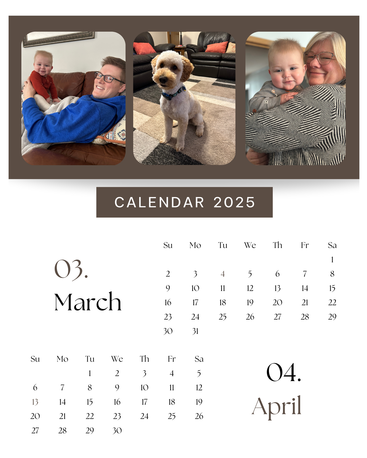 4 x 5 Customizable Calendar Magnet (Pack of 6)